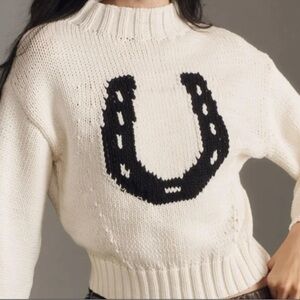Anthropologie Maeve The Pippa Mock-Neck Sweater Icon Edition Horseshoe Size XXSP